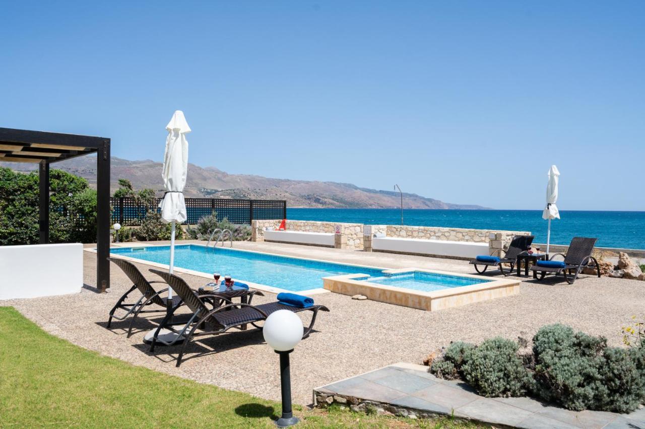 Beachfront Villa Turquoise With Private Pool, Bbq And Ping Pong Table La Canea Esterno foto